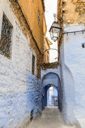 Blue walls of the houses  of Chefchaouen, Morocco.の写真素材