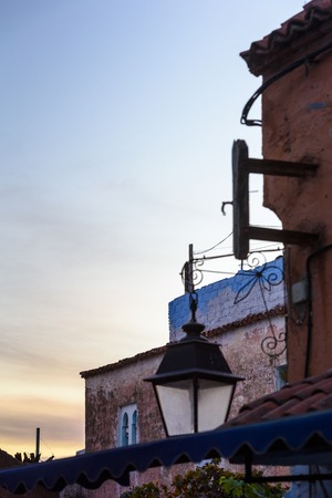 Architecture of Chefchaouen, small town in northwest Morocco famous by its blue buildingsの写真素材