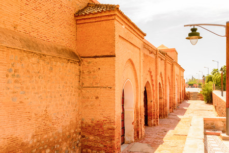 Minaret of the Koutoubia Mosque of Marrakesh, Morocco. It is the capital city of the mid-southwestern region of Marrakesh-Asfi.の写真素材