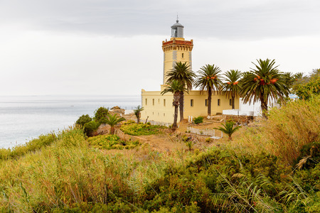 Spartel lighthouse of Tangier, a major city in northern Morocco. It is the capital of the Tanger-Tetouan-Al Hoceima Region and of the Tangier-Assilah prefecture of Morocco.の写真素材