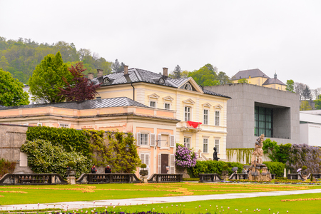 SALZBURG, AUSTRIA - MAY 1, 2016: Garden in  Salzburg, Austria. It is  the fourth-largest city in Austriaのeditorial素材