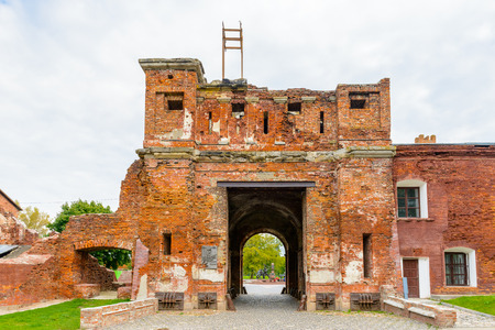 Walls of the Brest Fortress, Brest, Belarus. It is one of the Soviet World War II war monuments commemorating the Soviet resistance against the German invasion on June 22, 1941のeditorial素材