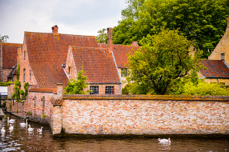 Medieval houses in Historic Centre of Bruges, Belgium.の写真素材