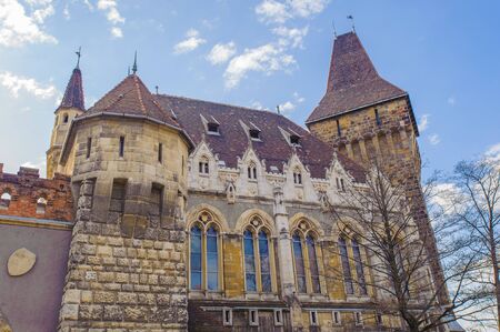 Vajdahunyad Castle  in Budaapest, Hungry, designed by Ignác Alpár to feature copies of several landmark buildings from different parts the Kingdom of Hungaryのeditorial素材