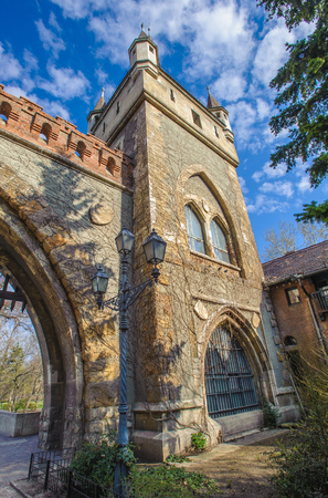 Vajdahunyad Castle (Budapest, Hungary) built between 1896 and 1908 as part of the Millennial Exhibition which celebrated the 1000 years of Hungary since the Hungarian Conquest of the Carpathian Basin in 895.のeditorial素材