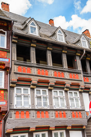Architecture in the Old town of Gorlar, Lower Saxony, Germany. Old town of Goslar is a UNESCO World Heritageの写真素材