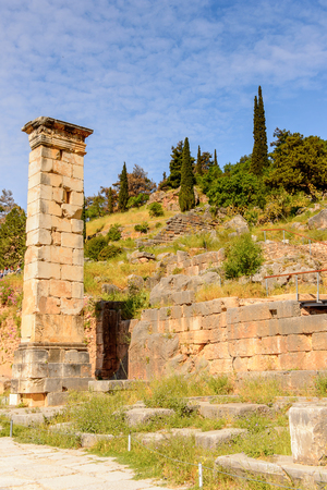 Delphi, an archaeological site in Greece, at the Mount Parnassus. Delphi is famous by the oracle at...