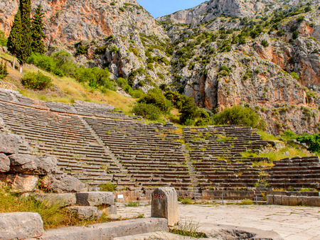 Amphitheater in Delphi, an archaeological site in Greece, at the Mount Parnassus.