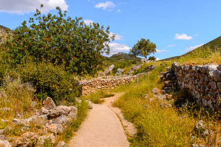 Ruins of Mycenae, center of Greek civilization, Peloponnese, Greece. Mycenae is a famous archaeological site in Greece. UNESCO World Heritage Siteの写真素材