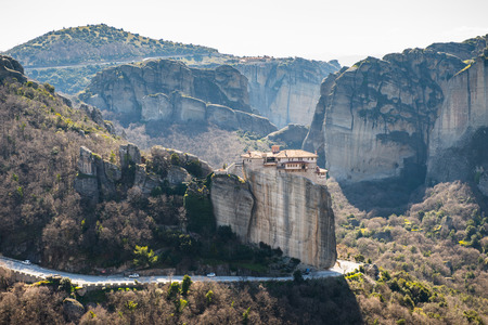 The Holy Monastery of Rousanou in Meteora mountains, Thessaly, Greece.  UNESCO World Heritage List