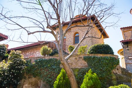 Part of the Holy Monastery of Saint Stephen in Meteora mountains, Thessaly, Greece.の写真素材