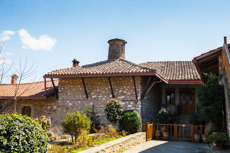 Part of the Holy Monastery of Saint Stephen in Meteora mountains, Thessaly, Greece.の写真素材