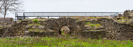 Nature and ruins in the Dion Archeological Site in Greeceの写真素材