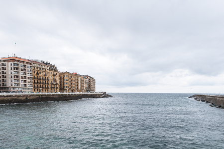 Mouth of Urumea, San Sebastian, Cantabrian Sea, Basque Country, Spainの写真素材