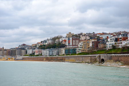 Nature and architecture of San Sebastian, Cantabrian Sea, Spainのeditorial素材