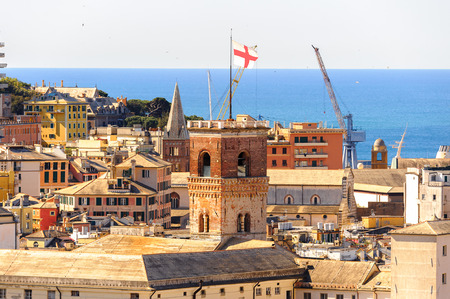 Architecture of the Old Port area of Genoa. Genoa is the capital of Liguria and the sixth largest city in Italyの写真素材