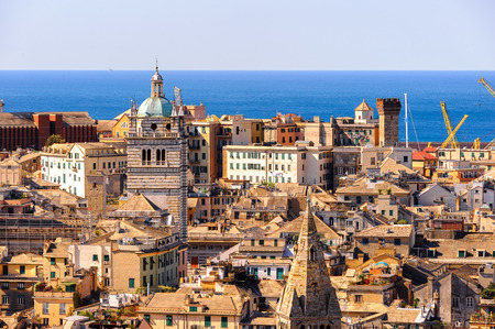 Architecture of the Old Port area of Genoa. Genoa is the capital of Liguria and the sixth largest city in Italyの写真素材