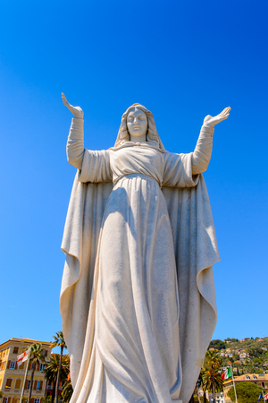 Statue of Santa Maria in Santa Margherita Ligure, which is popular touristic destination in summerのeditorial素材