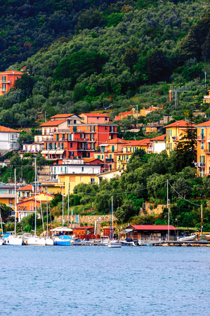 Architecture on the coast of the Ligurian sea near La Spezia, Italy.の写真素材