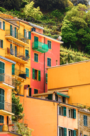 Architecture of Manarola (Manaea), a small town in province of La Spezia, Liguria, Italy.の写真素材