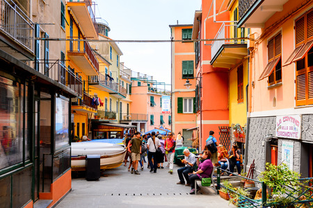 Colorful house of Manarola (Manaea),  La Spezia, Liguria, Italy. It's one of the lands of Cinque Terre, UNESCO World Heritage Siteの写真素材