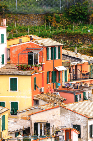 Vernazza (Vulnetia), a small town in province of La Spezia, Liguria, Italy. It's one of the lands of Cinque Terreの写真素材