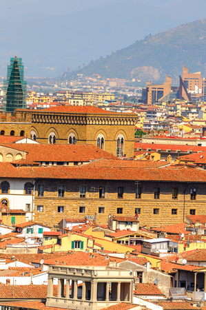 View from the Michelangelo square on the Historic Centre of Florence, Italy.の写真素材