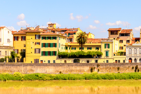 Coast of the river Arno of Florence, Italy.の写真素材