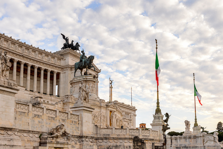 Evening view of The Altare della Patria or Il Vittoriano , a monument built in honour of Victor Emmanuel, the first king of a unified Italy, Rome.の写真素材