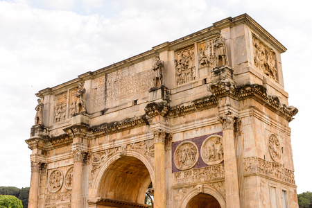 Arch of Konstantin Colosseum or Coliseum in the evening, Rome, Italy. One of the main touristic destinations in Romeの写真素材