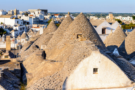 Architecture of Alberobello, a small town in Apulia, Italy. Famous for its unique trulli buildings.の写真素材