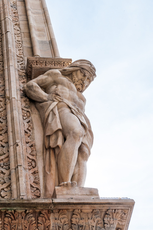 Sculpture on the Milan Cathedral (Duomo di Milano),  the largest cathedral in Italyの写真素材