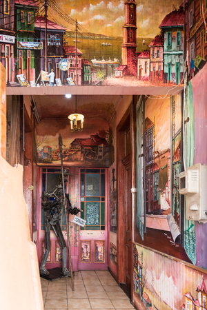 VALPARAISO, CHILE - NOV 9, 2014: Colorful houses of historic part of the Valparaiso, Chile. Valparaiso Historic centre is a UNESCO world heritage siteのeditorial素材