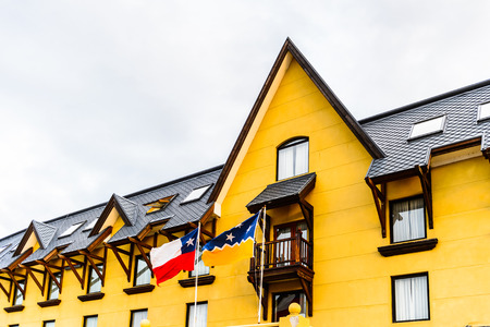 PUERTO NATALES, CHILE - NOV 6, 2014: Architecture of the Puerto Natales, the capital of  the province of Ultima Esperanza, one of the four provinces that make up the Magallanes and Antartica Chilena Regionのeditorial素材