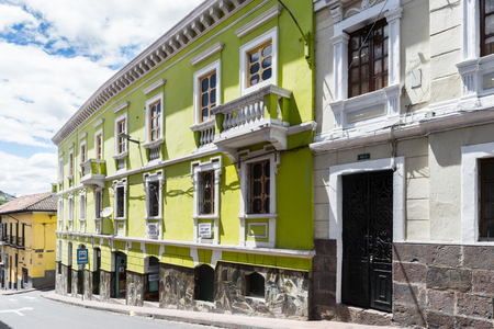 QUITO, ECUADOR - JAN 1, 2015: Architecture in Quito, Ecuador. Quito is the capitalof Ecuador, and  the highest capital city in the world (2800m).のeditorial素材