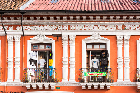 QUITO, ECUADOR - JAN 1, 2015: Architecture in Quito, Ecuador. Quito is the capitalof Ecuador, and  the highest capital city in the world (2800m).のeditorial素材