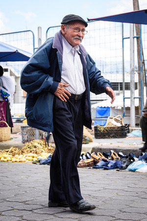 OTAVALO, ECUADOR - JAN 3, 2015: Unidentified Ecuadorian man at the Otavalo Market. 71,9% of Ecuadorian people belong to the Mestizo ethnic groupのeditorial素材