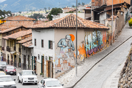 CUENCA, ECUADOR - JAN 9, 2015: Architecture of Cuenca. Cuenca is the capital the Azuay Province and its center is a Unesco World Heritageのeditorial素材