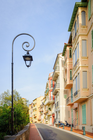 Beautiful architecture of Monaco near the Prince's Palace of Monaco. Principality of Monaco is the second smallest and the most densely populated country in the worldの写真素材
