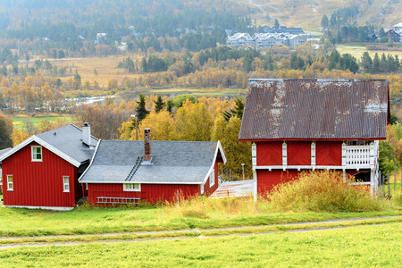 House in Geilo in Hardangervidda Plateau, Norway, Europe.のeditorial素材