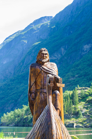 Monument in a village Gudvangen, Norwayの写真素材