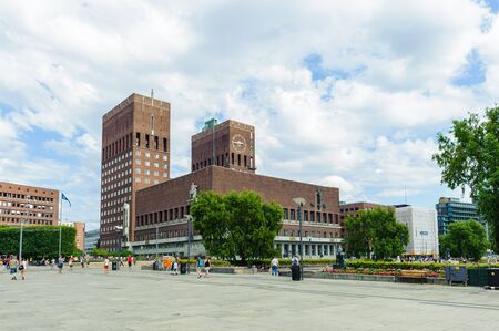 Oslo City Hall, capital place for the city council, city administration, and art studios and galleries.のeditorial素材