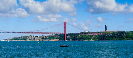 Bridge 25 of April in Lisbon, Portugal. It was inaugurated on August 6, 1966