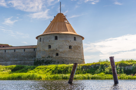 Tower of a fortress iover the lakeの写真素材