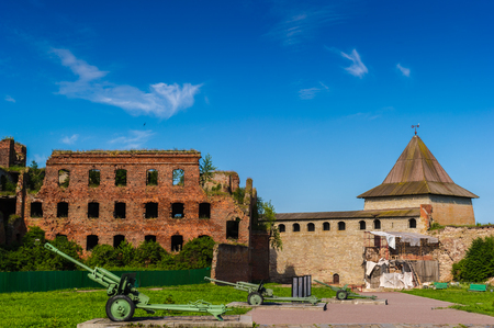 Part of the destroyed fortress Oreshek, Russiaの写真素材