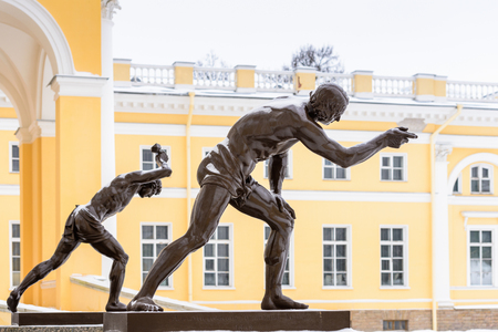 Part of the Alexander Palace, a former imperial residence at Tsarskoye Selo, St Petersburg.のeditorial素材
