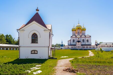 Territory of the Valday Iversky Monastery, a Russian Orthodox monastery founded by Patriarch Nikon in 1653. Lake Valdayskoye in Valdaysky District of Novgorod Oblast, Russia,のeditorial素材