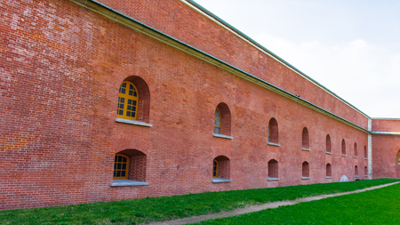 Red brick wall of the Paul and Peter fortress in St. Petersburgのeditorial素材
