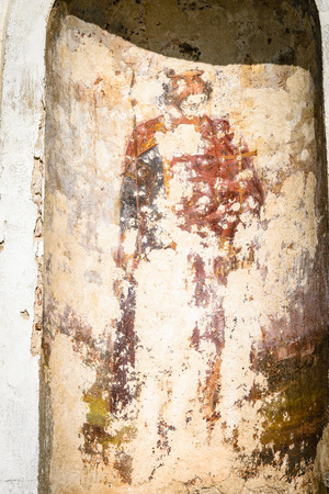 Destroyed by time icon of Borisoglebskiy monastery, Yaroslavl region. "Golden ring" of Russiaのeditorial素材