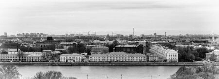 Panorama of Saint Petersburg in black and white, Russiaの写真素材